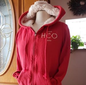 HCO sherpa lined red hoodie